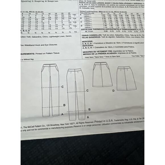 McCall's M6361 Sewing Pattern Misses' Pants Shorts Skirt Plus B5 8 - 16 Uncut - Picture 3 of 6